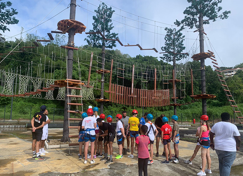 Ropes Course, Rock Climbing Wall, Advendventure Park, Martinique, High Ropes Course, Bouldering Wall, Treetop Adventure